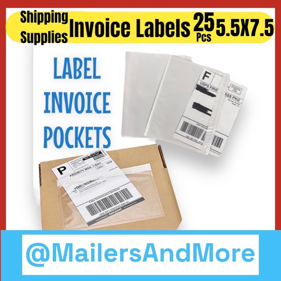 25 (7.5 X 5.5) Postage Invoice Label Pockets - Picture 2 of 7